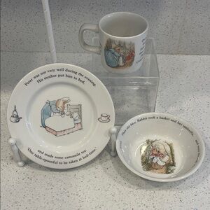 Wedgwood Vintage 1993 The World Of Peter Rabbit Fredrick Warne & Co. 3 Pieces